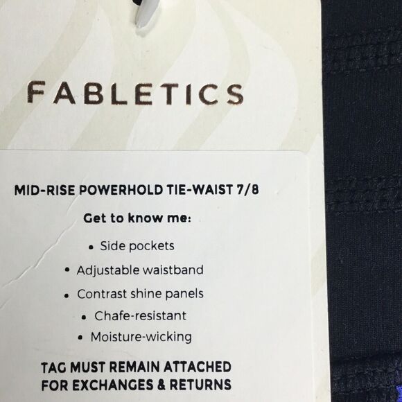 Fabletics Women Legging Medium Black Blue Mid-Rise Powerhold Tie Waist - Picture 5 of 7